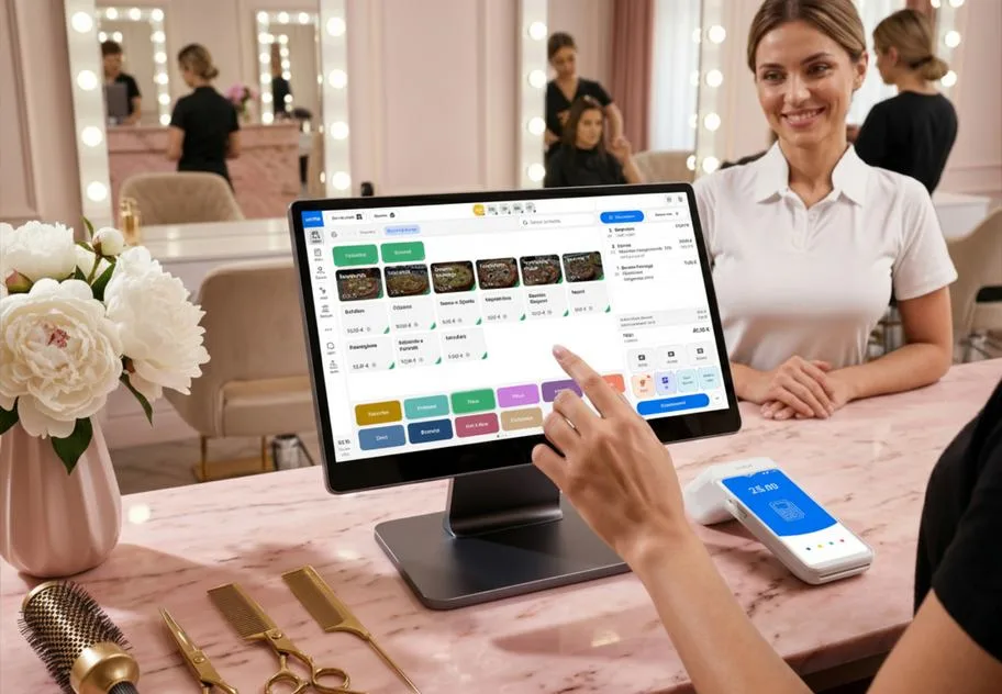 Cassa myPOS in un salone di bellezza